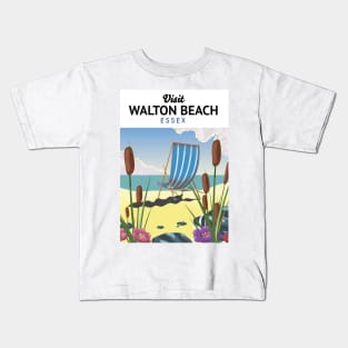 Walton Beach Essex travel poster Kids T-Shirt